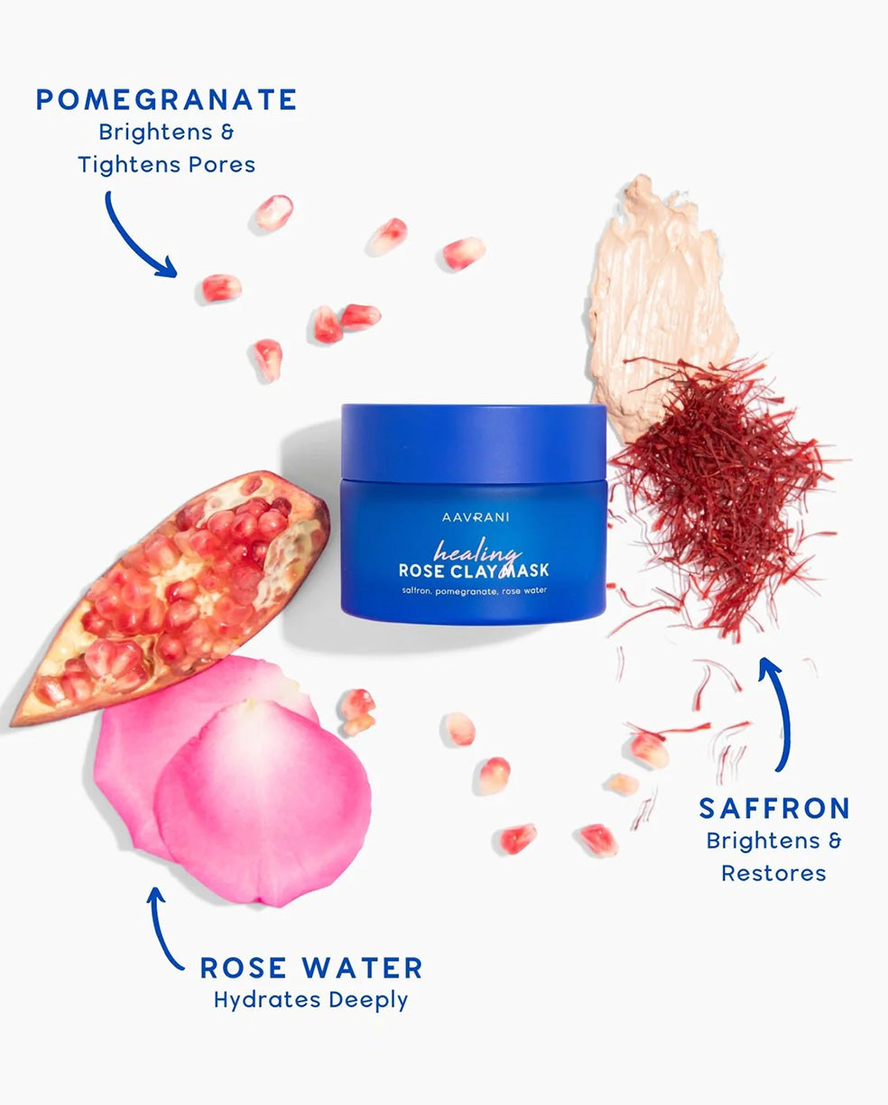 AAVRANI Healing Rose Clay Mask ingredients infographic