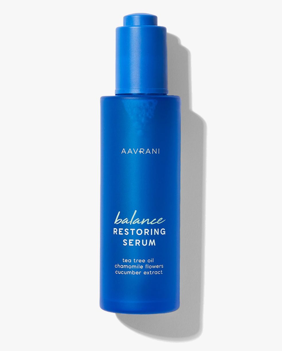 AAVRANI Balance Restoring Serum against  grey background