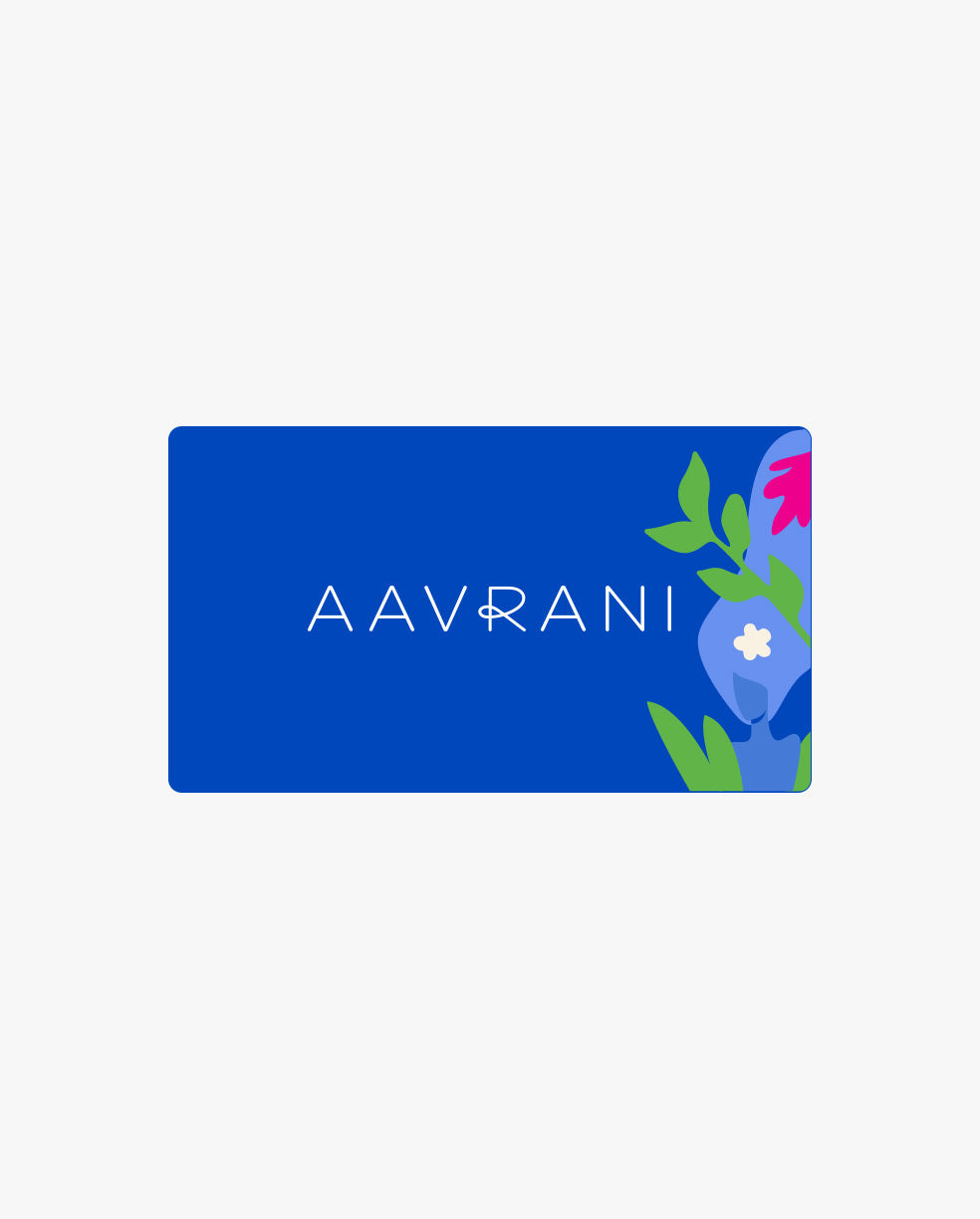 AAVRANI Digital Gift Card Against Light Grey Background