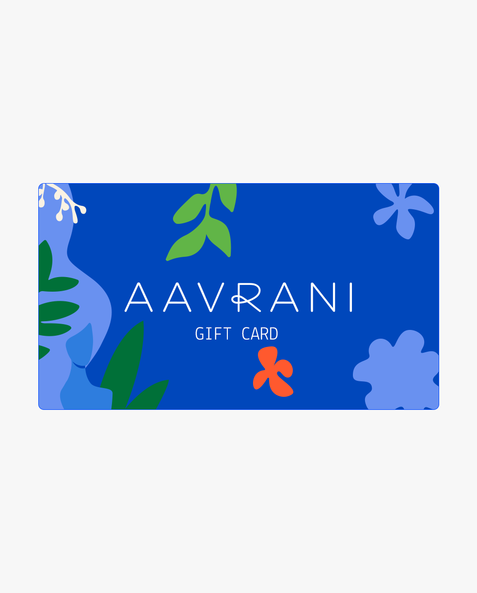 AAVRANI Digital Gift Card Against Light Grey Background