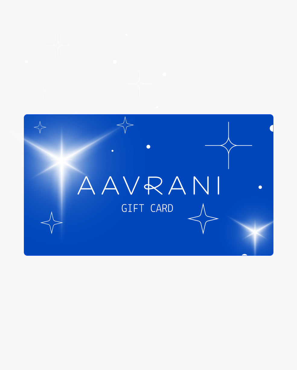 AAVRANI Digital Gift Card Against Light Grey Background