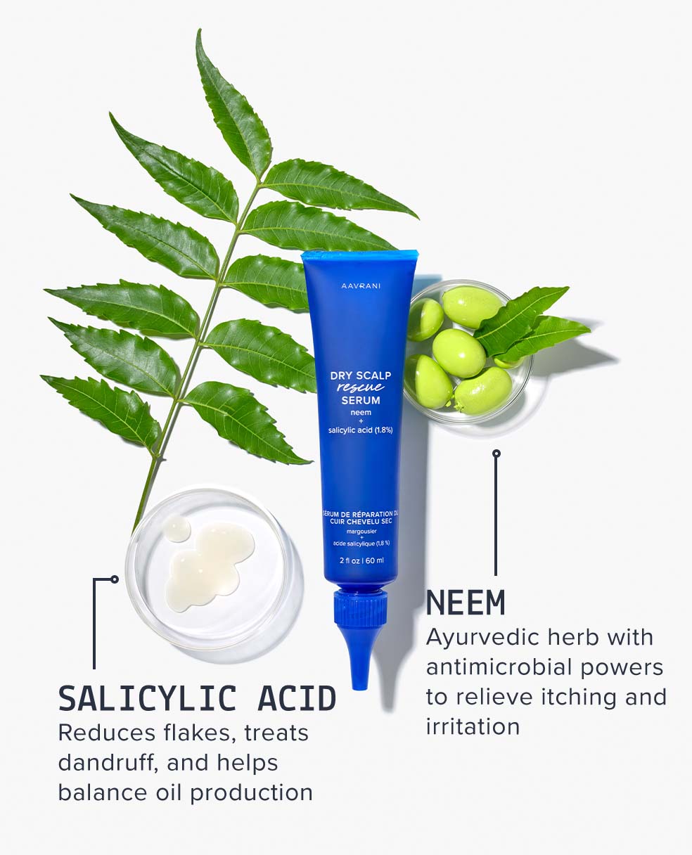 AAVRANI Dry Scalp Rescue Serum ingredient infographic