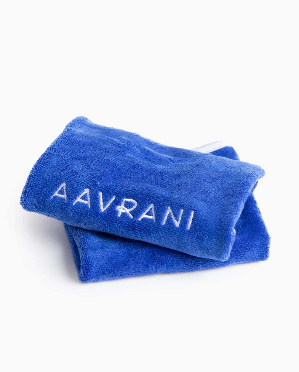 AAVRANI Face Towel Set against grey background